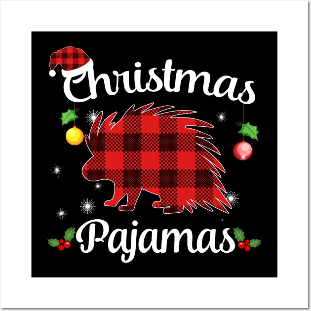 Porcupine Buffalo Plaid Christmas Pajamas Funny Xmas Gift Wall Art by AxelRoldns